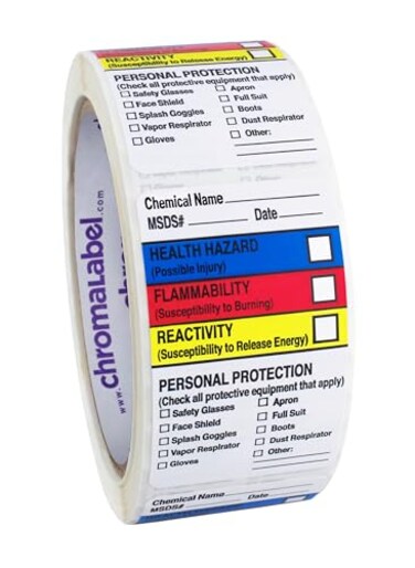 ChromaLabel 1.50 x 2.5 Inch HMIG Write-in Labels, 250/Roll
