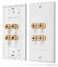 Fosmon Two Speaker Home Theater Banana Binding Post Coupler Wall Plate