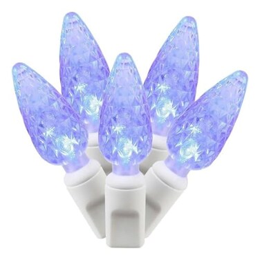 Vickerman 100 Light C6 LED Light Set Blue Lights on White Wire