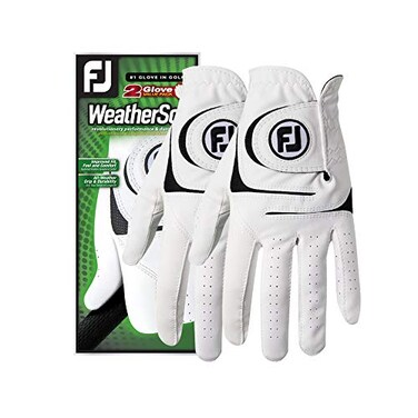 FootJoy Men's WeatherSof 2-Pack Prior Generation Golf Glove White Cadet Large, Worn on Left Hand
