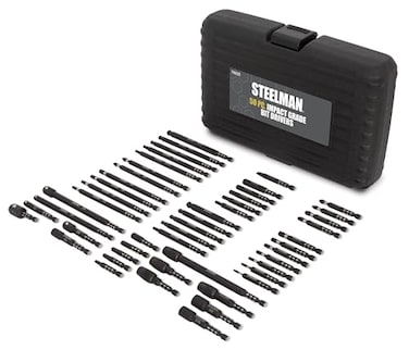 Steelman Pro 78633 50-Piece Impact Driver Bit Set, Includes Hex, Phillips, Torx, and Socket Bits, Bit Holders, Socket Adapters