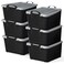 Life Story 6 Pack Stackable Storage Bin, 55 Qt Home Organizers, Black/Gray