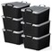 Life Story 6 Pack Stackable Storage Bin, 55 Qt Home Organizers, Black/Gray