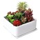 MyGift White Ceramic Square Planter Pot with Drainage HoleDrip Tray