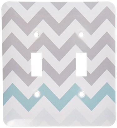 3dRose lsp1798112 Grey chevron with mint turquoise zig zag accent gray zigzag pattern - Double Toggle Switch