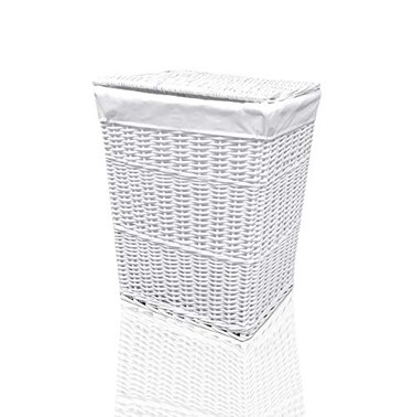 ARPAN Wicker Washing Cloth Laundry Basket with White Lining, Medium