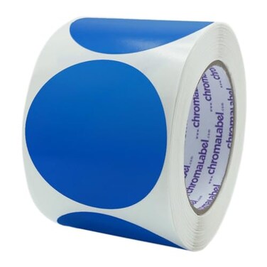 ChromaLabel Dark Blue Circle Labels, 3 Inch, 500/Roll