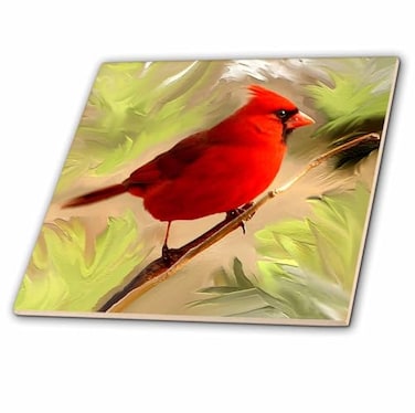 3dRose LLC Red Cardinal 4-Inch Ceramic Tile