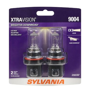 SYLVANIA 9004 XtraVision Halogen Headlight Bulb, High or Low Beam, 2 Bulbs