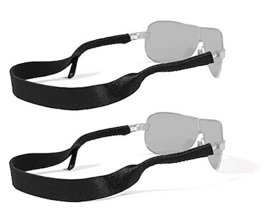 Croakies Original XL Extra Large Neoprene Elastic Eyeglass and Sunglass Retainer / Strap, Black ,2 Pack