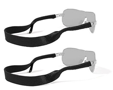 Croakies Original Standard Fit Neoprene Elastic Eyeglass and Sunglass Retainer / Strap, Black ,2 Pack