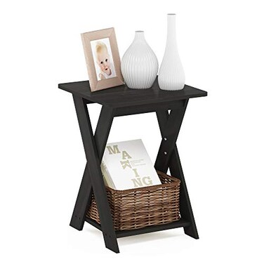 Furinno Modern Simplistic 2-Tier Side Table, Square End Table, Espresso