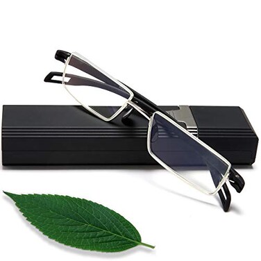 EYEURL Half Frame Reading Glasses for Men Women Blue Light Readers 2.00