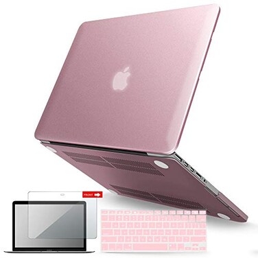 IBENZER Compatible with MacBook Pro 15 Inch Case 2015 2014 2013 2012 A1398, Hard Shell CaseKeyboard CoverScreen Protector for Old Version Apple Mac Retina 15, Rose Gold, R15MPK2