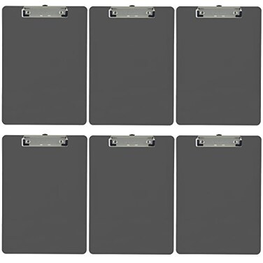 Trade Quest Gray Plastic Clipboards Letter Size Low Profile ,6-Pack