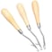 Onwon 3 Pcs Wooden Bent Latch Hook Tool Crochet Needle Hook Knitting Tool Kit Perfect for Rug Making and Art Crafts