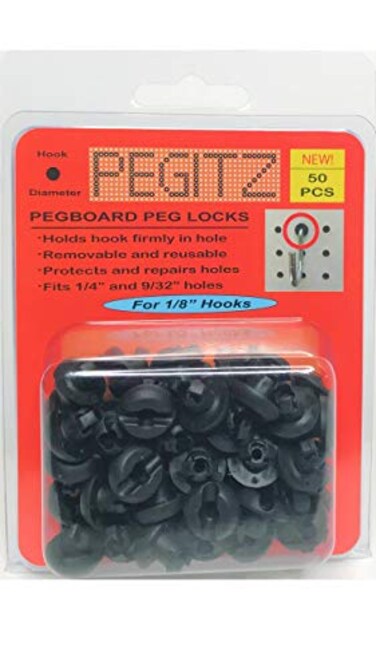 Pegitz Pegboard Peg Locks 50PCS ,1/8 inch, Black