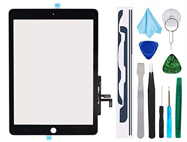 T Phael Black Digitizer Repair Kit for 2017 iPad 9.7,A1822, A1823/ iPad 5 iPad Air 1st Touch Screen Digitizer Replacement ,Without Home Buttonwith Tools