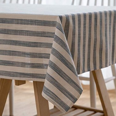 Aquazolax Boho Tablelcoth Rectangular Blue and White Striped Table Cloth 84 Inches Long for 6 Foot Rectangle Dining Kitchen Coffee Tables, 54 Wide, Blue