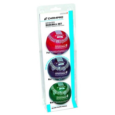 Champro Basic Weighted Training Baseball ,Red/Maroon/Green, 9-Inch