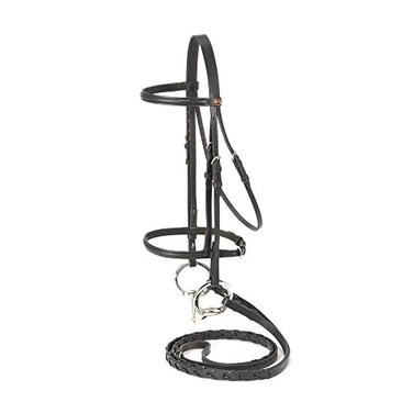 Tough 1 SilverFox Raised Snaffle Bridle Black Horse