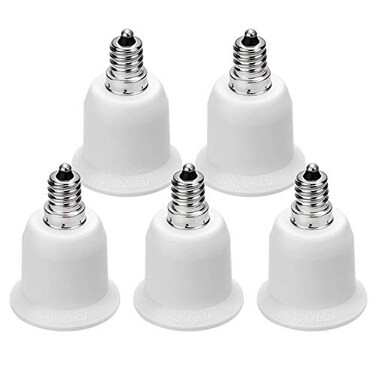 JACKYLED 5-Pack E12 to E26 Adapter, E26 E27 Converter Light Socket Adapter