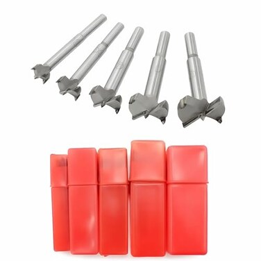 Meichoon Forstner Drill Bits Set 15-35mm 5 Pcs Carbide Forstner Bits HSS