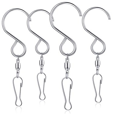 Mudder 4 Pack Spinner Hooks for Wind Spinners, Swivel Clips for Hanging
