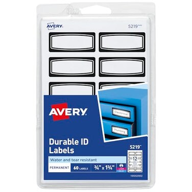 Avery,RDurable ID Labels, 3/4" x 1-3/4", Black Border, Writable and Printable Labels, 60 Total ,5219