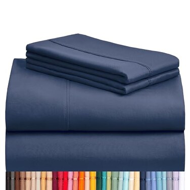 LuxClub Full Size Sheets, CoolingSoft Deep Pocket Bed Sheet Set, 4PC