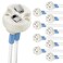 DiCUNO G4, GU5.3 Bi-Pin Ceramic Base Socket, with Wire Connector, 10-Pack