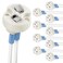 DiCUNO G4, GU5.3 Bi-Pin Ceramic Base Socket, with Wire Connector, 10-Pack