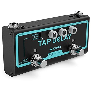 Donner Tap Delay Guitar Effect Pedal, 3 Delay Modes Digital Reverse Analogue with Tap Tempo Control