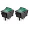 Heschen Rocker Switch ON-Off DPST 4 Terminals Green Light 16A 250VAC 2Pack