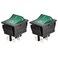 Heschen Rocker Switch ON-Off DPST 4 Terminals Green Light 16A 250VAC 2Pack