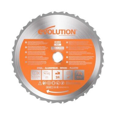 Evolution Power Tools R210TCT-24T ,RageMulti-Material TCT Blade Cuts Wood, Metal and Plastic, 210 mm