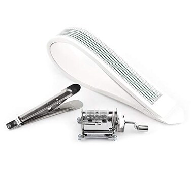 Walfront 15-Note Music Box Kit Hand Crank Hole Puncher20 Blank Paper Strips