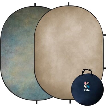 Kate Collapsible Backdrop Tan Gray Green Reversible Pop Up Backdrop 138