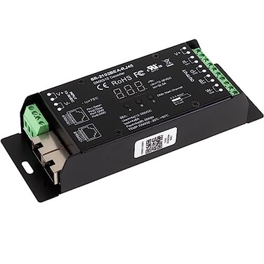 SIRS-E 4 Channel CV DMX Digital PWM Decoder for RGBRGBW LED Lighting 12-36V DC UL Recognized Controller 4x8A Dimmer SR-2102BEA-RJ45