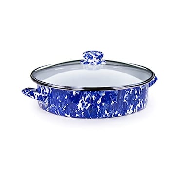 Golden Rabbit Enamelware Saute Pan, 5 quart, Cobalt Swirl