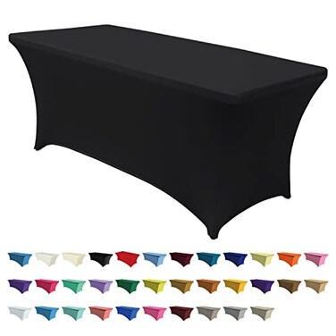 ABCCANOPY 6FT Spandex Table Cover, Stretch Fitted Tablecloth, Black