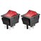 Heschen Rocker Switch ON-Off DPST 4 Terminals Red Light 16A 250VAC 2Pack