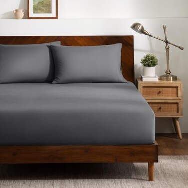 Bare Home Fitted SheetPillowcase Set - Luxury 1800 Ultra-Soft Microfiber - Double Brushed - Deep Pockets - Easy Fit - Fitted Sheet and Pillowcases ,King, Grey