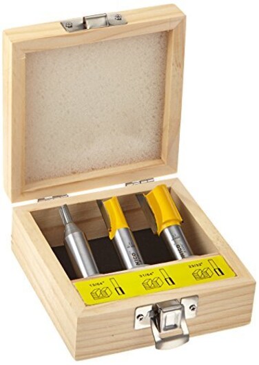 YONICO Router Bits Set Dado Straight Bit Undersize Plywood 3 Bit 1/2-Inch Shank 14323