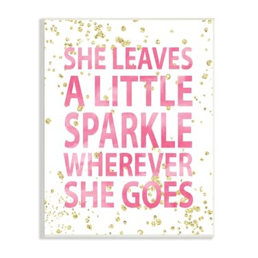 Stupell Industries Leaves A Little Sparkle Phrase'Wall Plaque Art