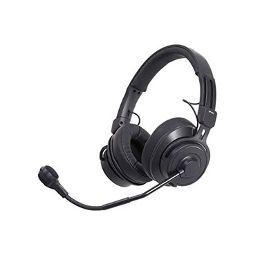 Audio-Technica BPHS2-UT Broadcast Stereo Headset with Hypercardioid Dynamic Boom Microphone, Unterminated, Black