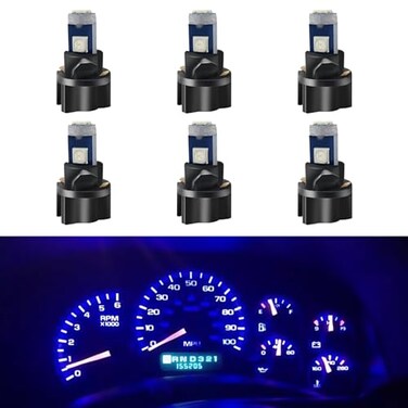 WLJH 6pcs Blue Canbus Error Free T5 37 2721 3030 Chips Instrument Panel Led Light Gauge Cluster Dash Indicator Bulbs with Twist Socket