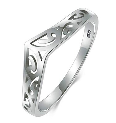 BORUO Stackable Ring, Sterling Silver Chevron Thumb Band Size 9