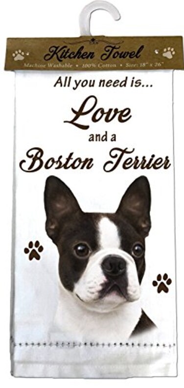 ES Pets 700-76 Boston Terrier Kitchen Towels, Off-white