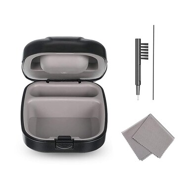 BOCOKO Hearing Aid Hard Case Pocket Size with Cleaning Cloth Brush Tools for Sound Amplifier,Black